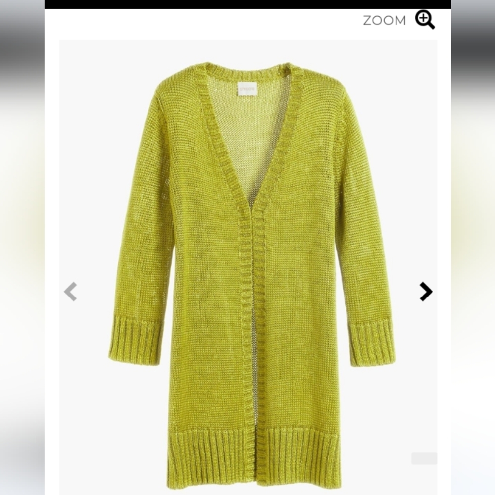 NWT Travelers Collection By Chicos Wasabi Green Ribbed Sweater Jacket Sz 3